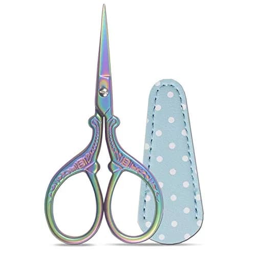 Hisuper 3.6 inch Embroidery Scissors for Sewing, Crafting, Leather Sheath | Ambidextrous Stainless Steel thumbnail 1