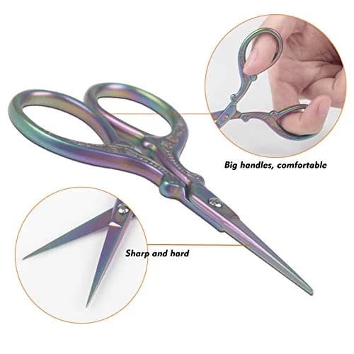 Hisuper 3.6 inch Embroidery Scissors for Sewing, Crafting, Leather Sheath | Ambidextrous Stainless Steel thumbnail 3