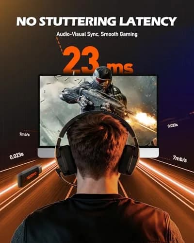 NUBWO G06 Wireless Gaming Headset with Mic for PS5 PS4 PC, 100-Hour Battery, 23ms Sync, Orange thumbnail 5