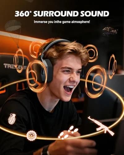 NUBWO G06 Wireless Gaming Headset with Mic for PS5 PS4 PC, 100-Hour Battery, 23ms Sync, Orange thumbnail 6