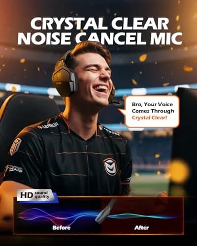 NUBWO G06 Wireless Gaming Headset with Mic for PS5 PS4 PC, 100-Hour Battery, 23ms Sync, Orange thumbnail 7