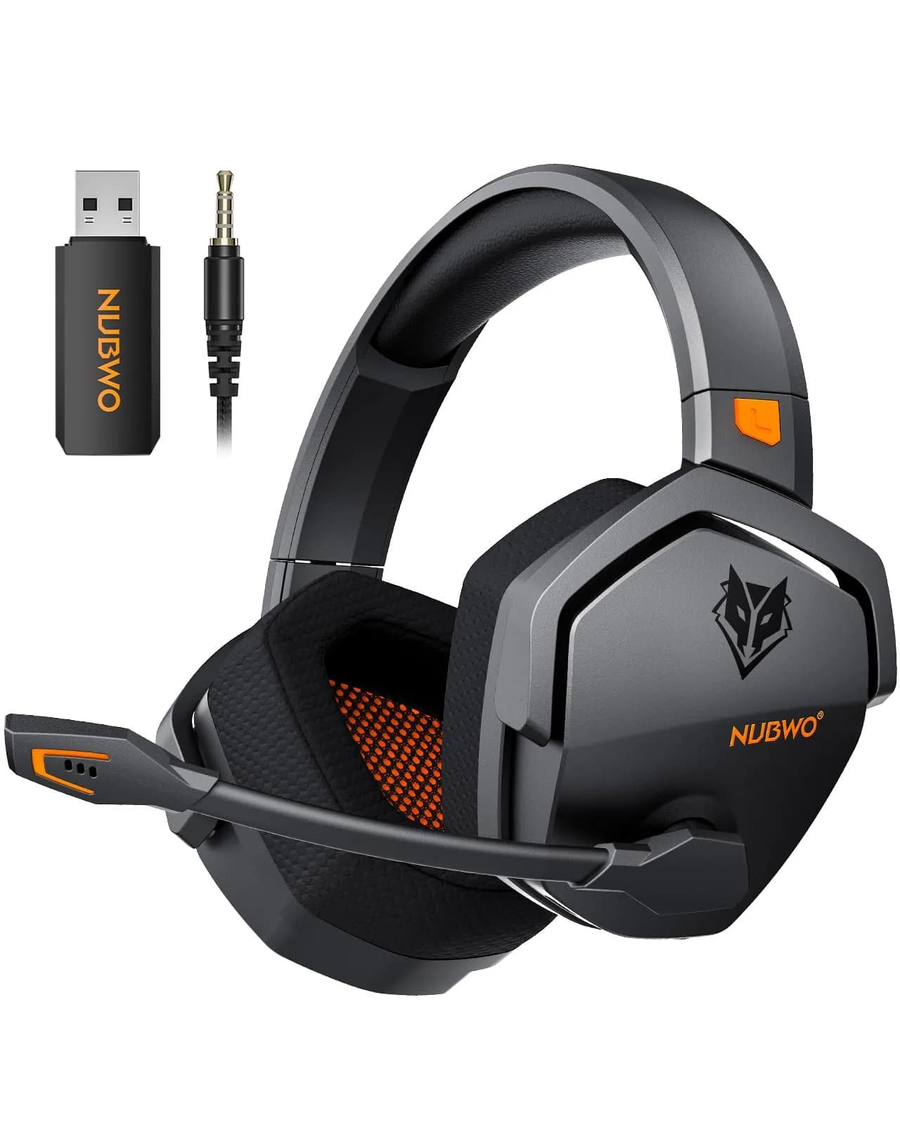 NUBWO G06 Wireless Gaming Headset with Mic for PS5 PS4 PC, 100-Hour Battery, 23ms Sync, Orange — Orange
