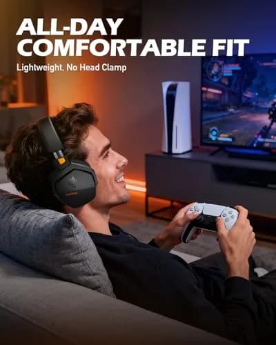 NUBWO G06 Wireless Gaming Headset with Mic for PS5 PS4 PC, 100-Hour Battery, 23ms Sync, Orange thumbnail 8