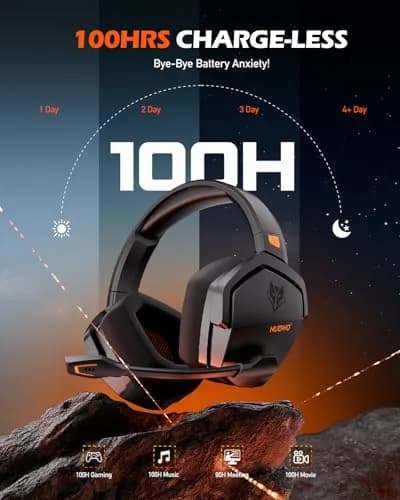 NUBWO G06 Wireless Gaming Headset with Mic for PS5 PS4 PC, 100-Hour Battery, 23ms Sync, Orange thumbnail 4