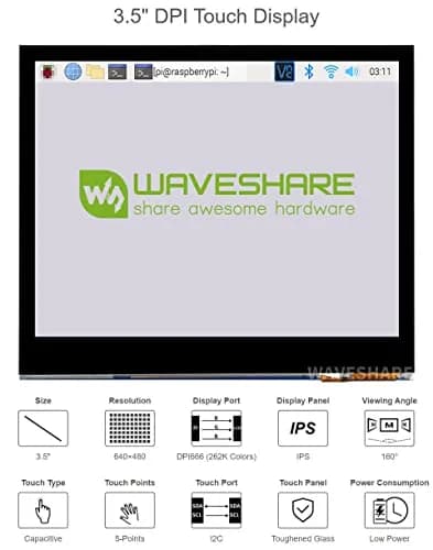 waveshare 3.5inch Capacitive Touch Screen LCD for Raspberry Pi | 640×480 IPS Low Power thumbnail 3