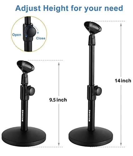 BILIONE Versatile Desktop Microphone Stand Kit with Pop Filter & Shock Mount | 1.12 kg (2.47 lb) Weighted Base thumbnail 5