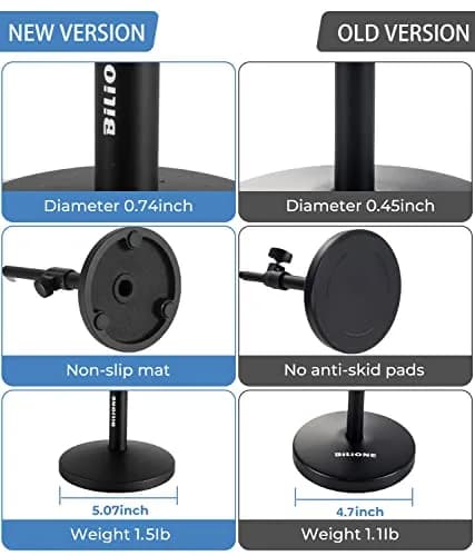 BILIONE Versatile Desktop Microphone Stand Kit with Pop Filter & Shock Mount | 1.12 kg (2.47 lb) Weighted Base thumbnail 7