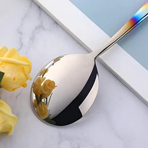 Buyer Star Bouillon Spoon Set, 7-Inch Round Soup Spoons, 6 Pieces | Gradient Rainbow thumbnail 4