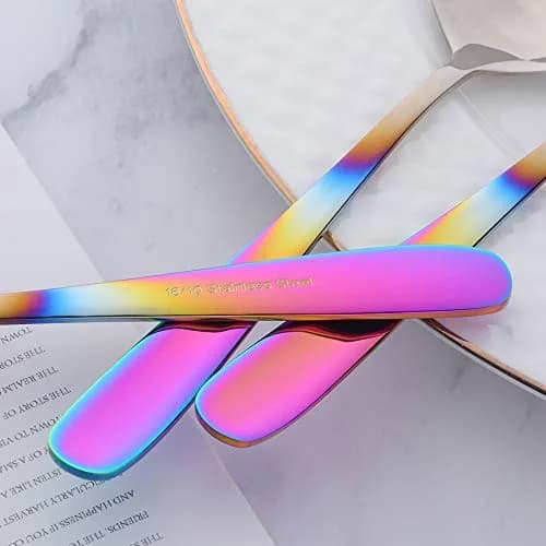 Buyer Star Bouillon Spoon Set, 7-Inch Round Soup Spoons, 6 Pieces | Gradient Rainbow thumbnail 5