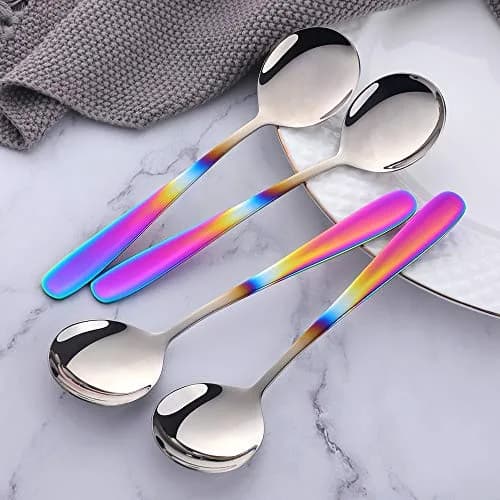 Buyer Star Bouillon Spoon Set, 7-Inch Round Soup Spoons, 6 Pieces | Gradient Rainbow thumbnail 6
