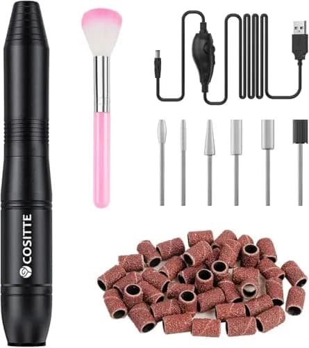 COSITTE USB Nail Drill Machine for Acrylic Nails with 46 Sanding Bands | Black, 20000 RPM thumbnail 7