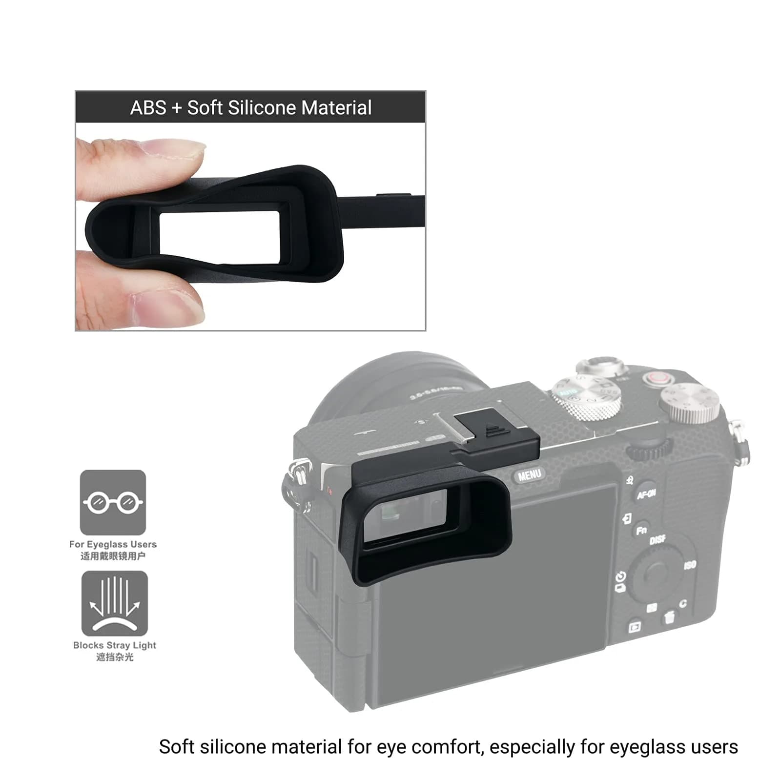 Kiorafoto Extended Eyecup for Sony Alpha A7C Camera | Protects Viewfinder from Impact & Light - view 4