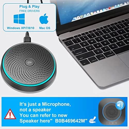 ANSTEN Conference USB Microphone, Omnidirectional Condenser PC Mic with Mute Function | 50g (1.76oz) thumbnail 3