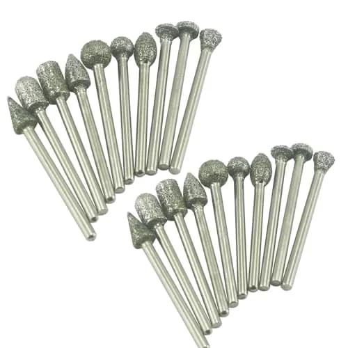 Luo ke Diamond Burr Set 20 Pcs (60 Grit) with 1/8'' Shank | For Stone, Glass, Metal & Hard Materials thumbnail 1