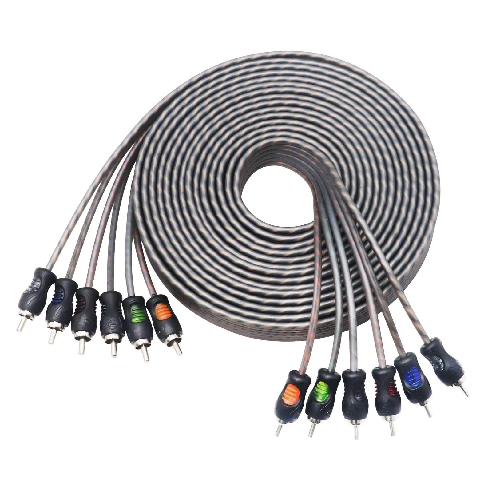 RECOIL RCI617 17ft (5.18m) 6-Channel RCA Audio Cable | Twisted Pair Noise Reduction — 17ft 6-Channel RCA