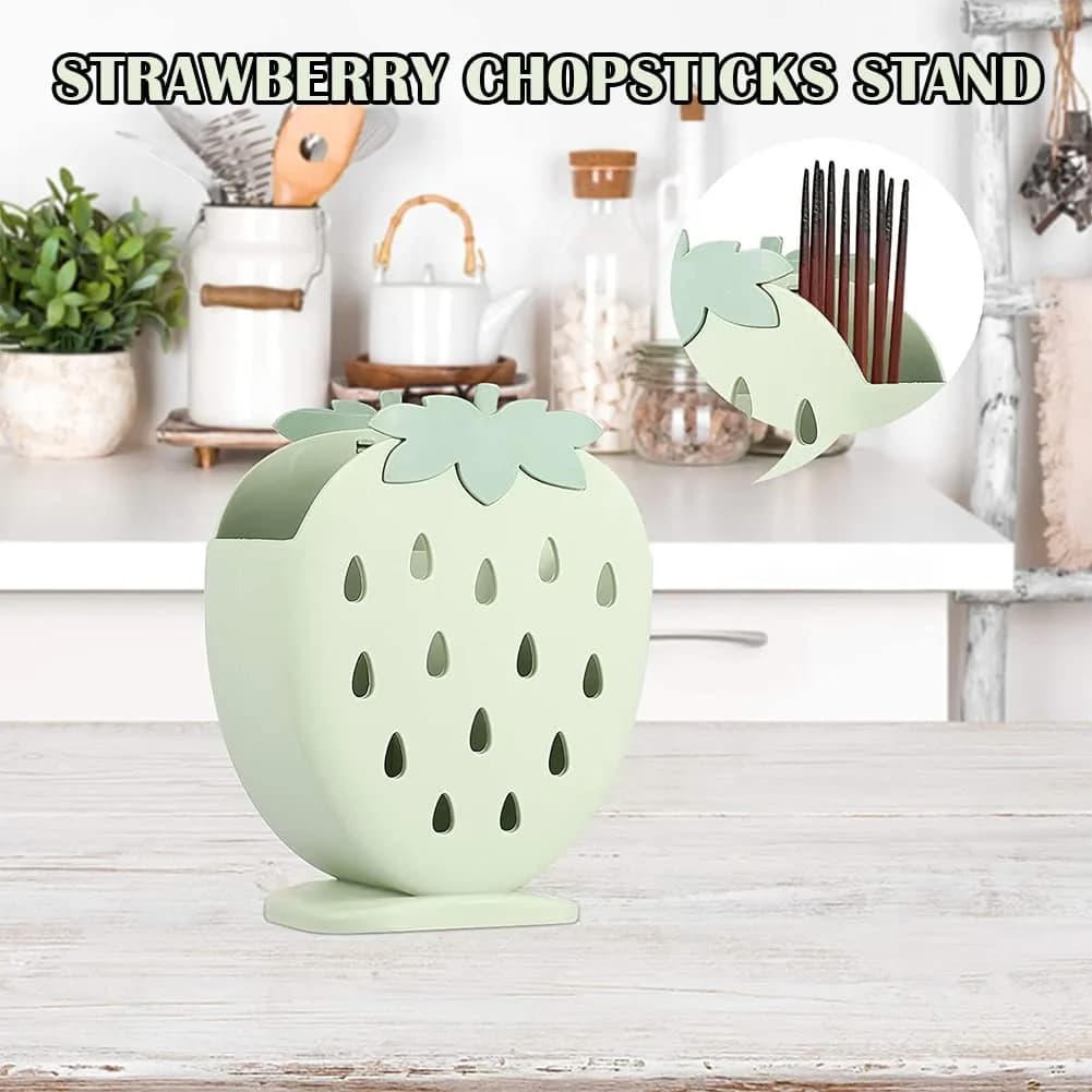 AKOAK Strawberry Chopsticks Stand 14.3cm (5.63 inch) | Kitchen Utensil Organizer with Fast Drainage - view 5