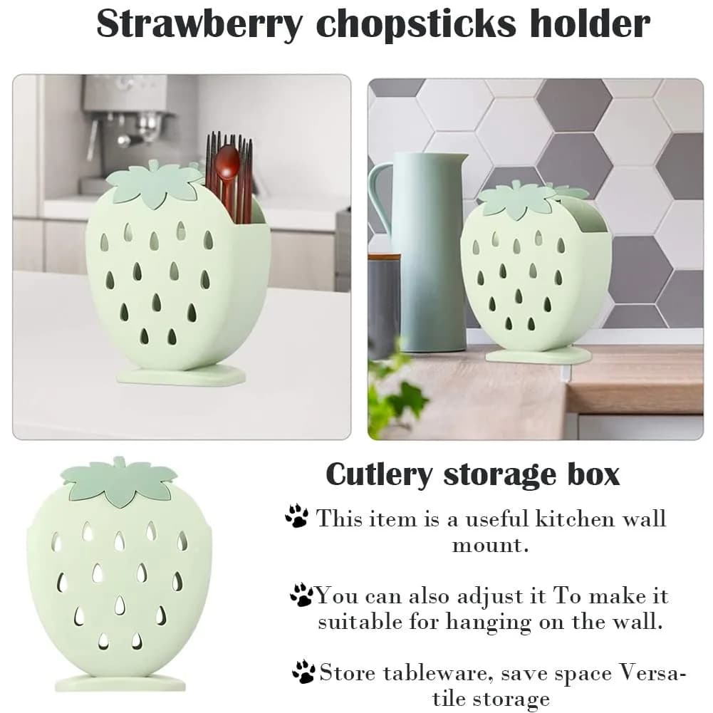 AKOAK Strawberry Chopsticks Stand 14.3cm (5.63 inch) | Kitchen Utensil Organizer with Fast Drainage - view 6