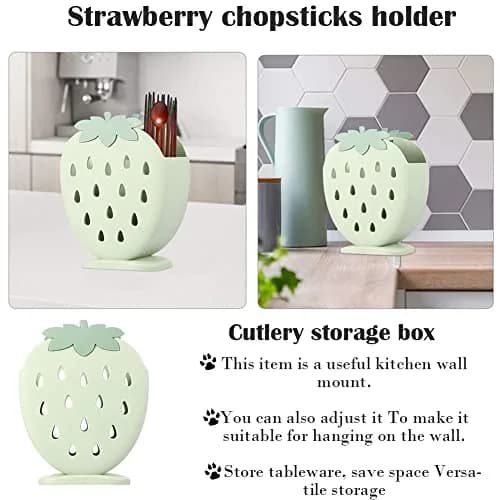 AKOAK Strawberry Chopsticks Stand 14.3cm (5.63 inch) | Kitchen Utensil Organizer with Fast Drainage thumbnail 6