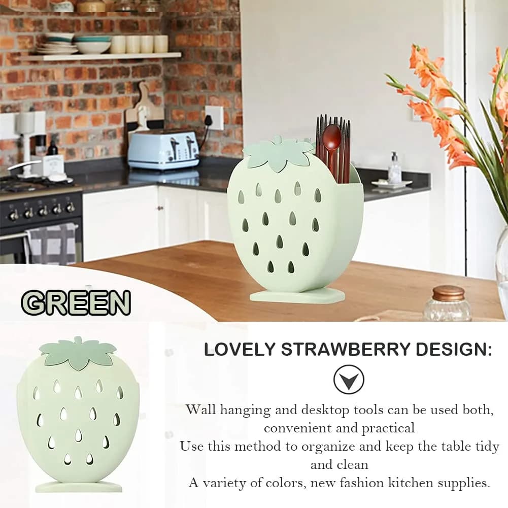 AKOAK Strawberry Chopsticks Stand 14.3cm (5.63 inch) | Kitchen Utensil Organizer with Fast Drainage - view 7