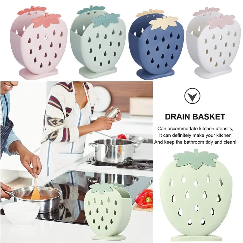 AKOAK Strawberry Chopsticks Stand 14.3cm (5.63 inch) | Kitchen Utensil Organizer with Fast Drainage - view 8