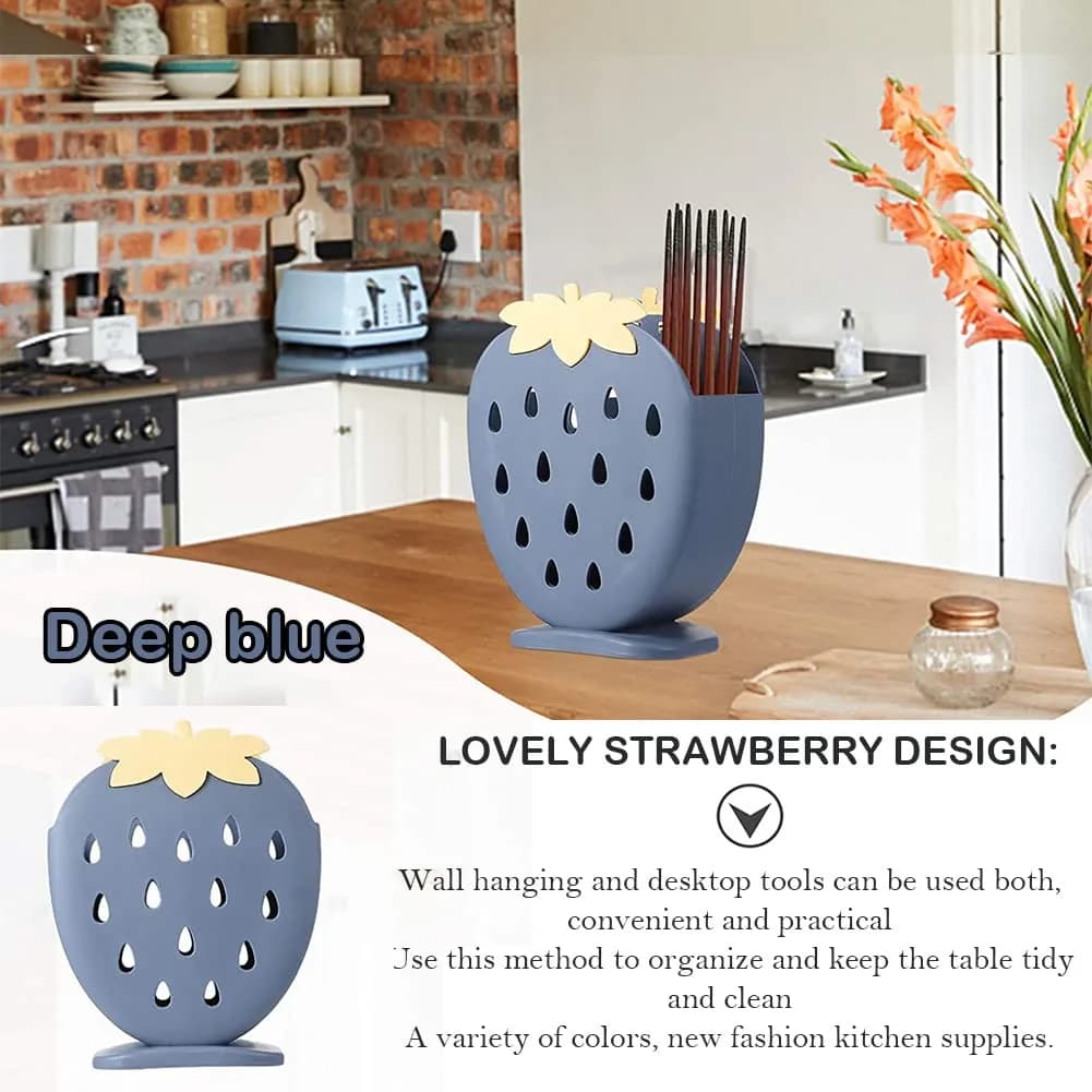 AKOAK Strawberry Chopsticks Stand Holder, Kitchen Utensil Organizer, Dark Blue | 14.3cm (5.63 inch) - view 7