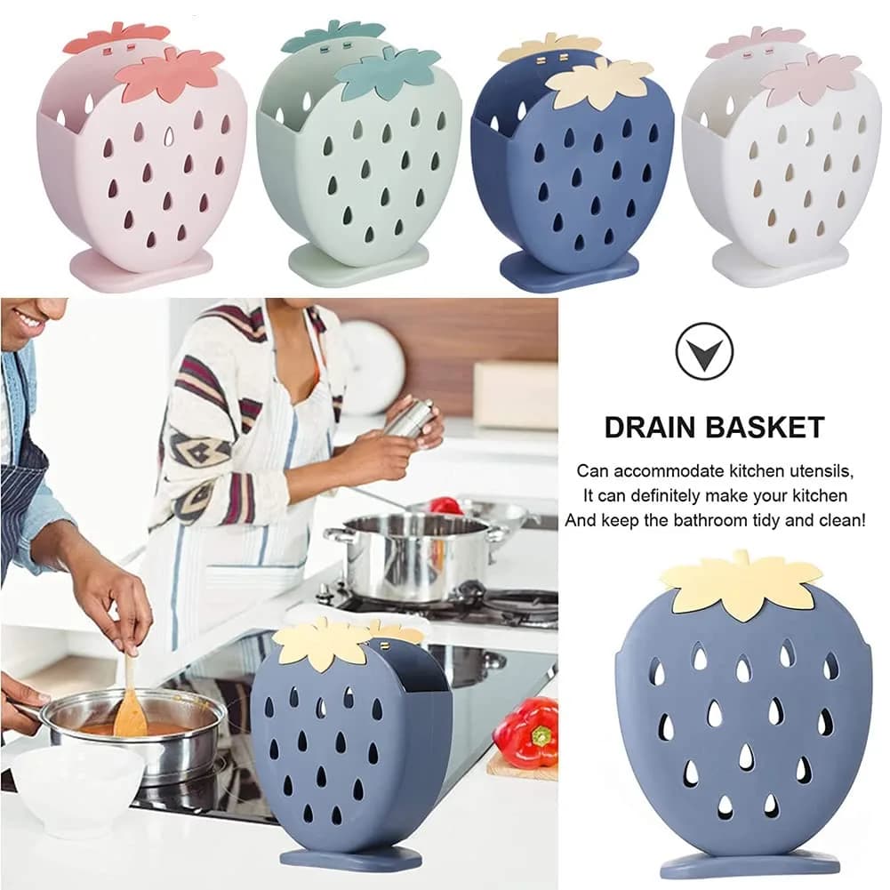 AKOAK Strawberry Chopsticks Stand Holder, Kitchen Utensil Organizer, Dark Blue | 14.3cm (5.63 inch) - view 8