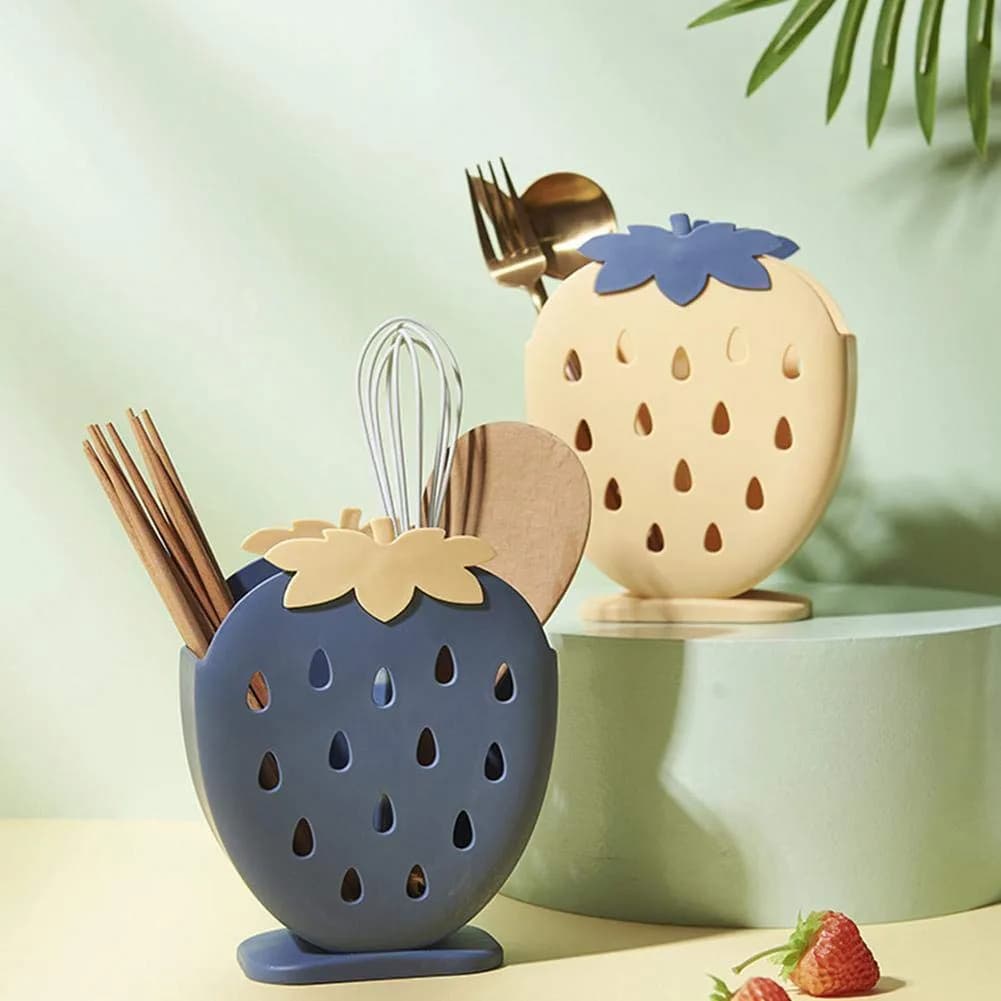 AKOAK Strawberry Chopsticks Stand Holder, Kitchen Utensil Organizer, Dark Blue | 14.3cm (5.63 inch) - view 2