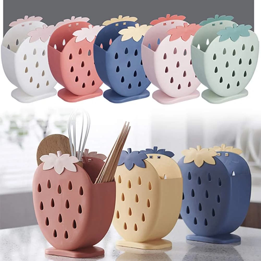 AKOAK Strawberry Chopsticks Stand Cutlery Holder 14.3cm (5.63 inch) | Dries Utensils Fast - view 8