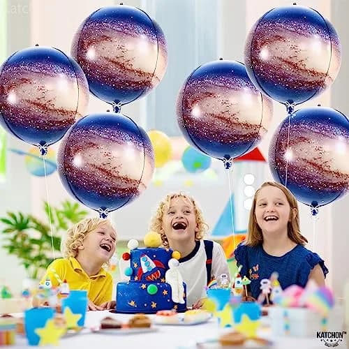 KatchOn 22 Inch Galaxy Balloons (Pack of 6) | 360 Degree 4D Round Sphere Mylar Foil Balloons for Space Themed Party Decorations thumbnail 5