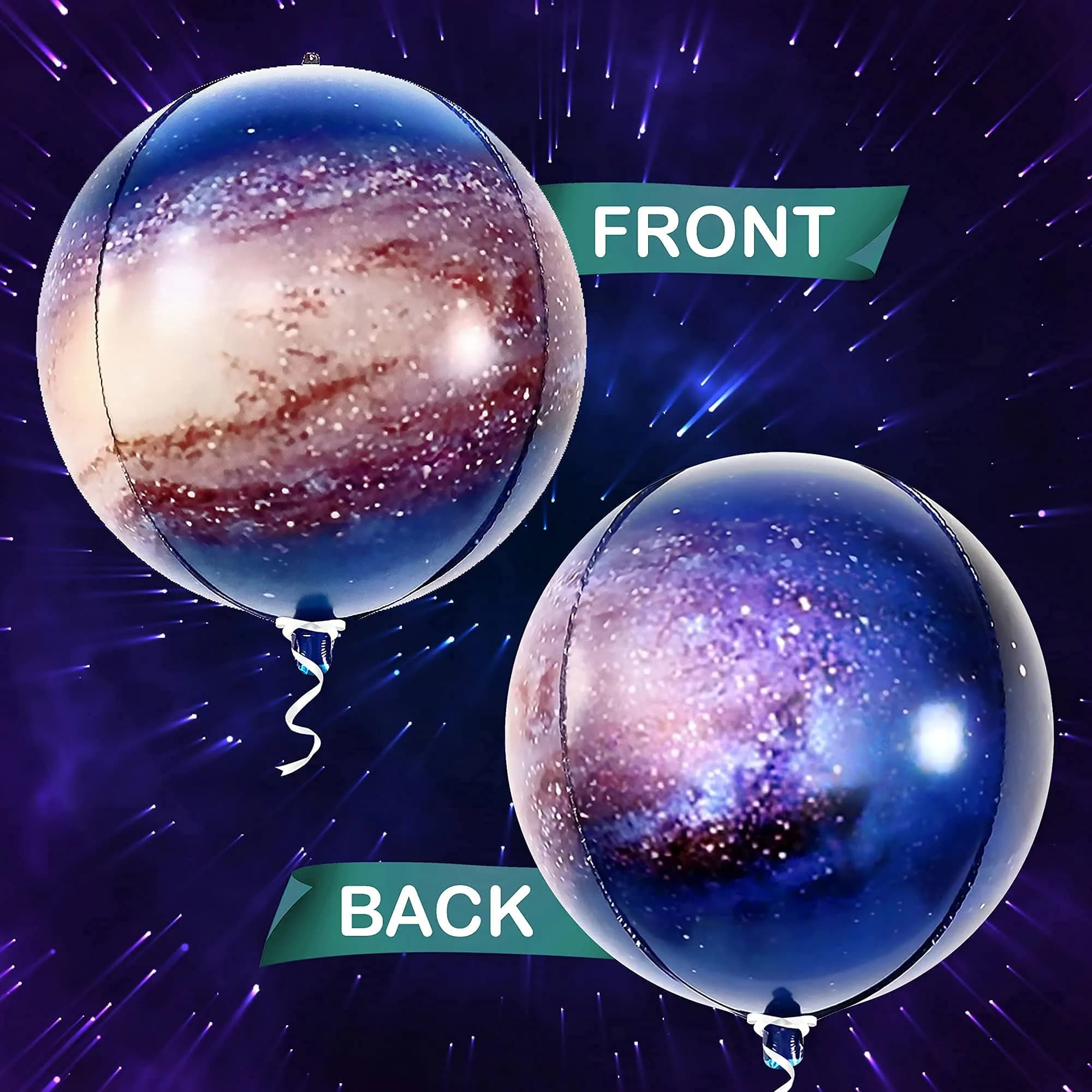 KatchOn 22 Inch Galaxy Balloons (Pack of 6) | 360 Degree 4D Round Sphere Mylar Foil Balloons for Space Themed Party Decorations - view 7