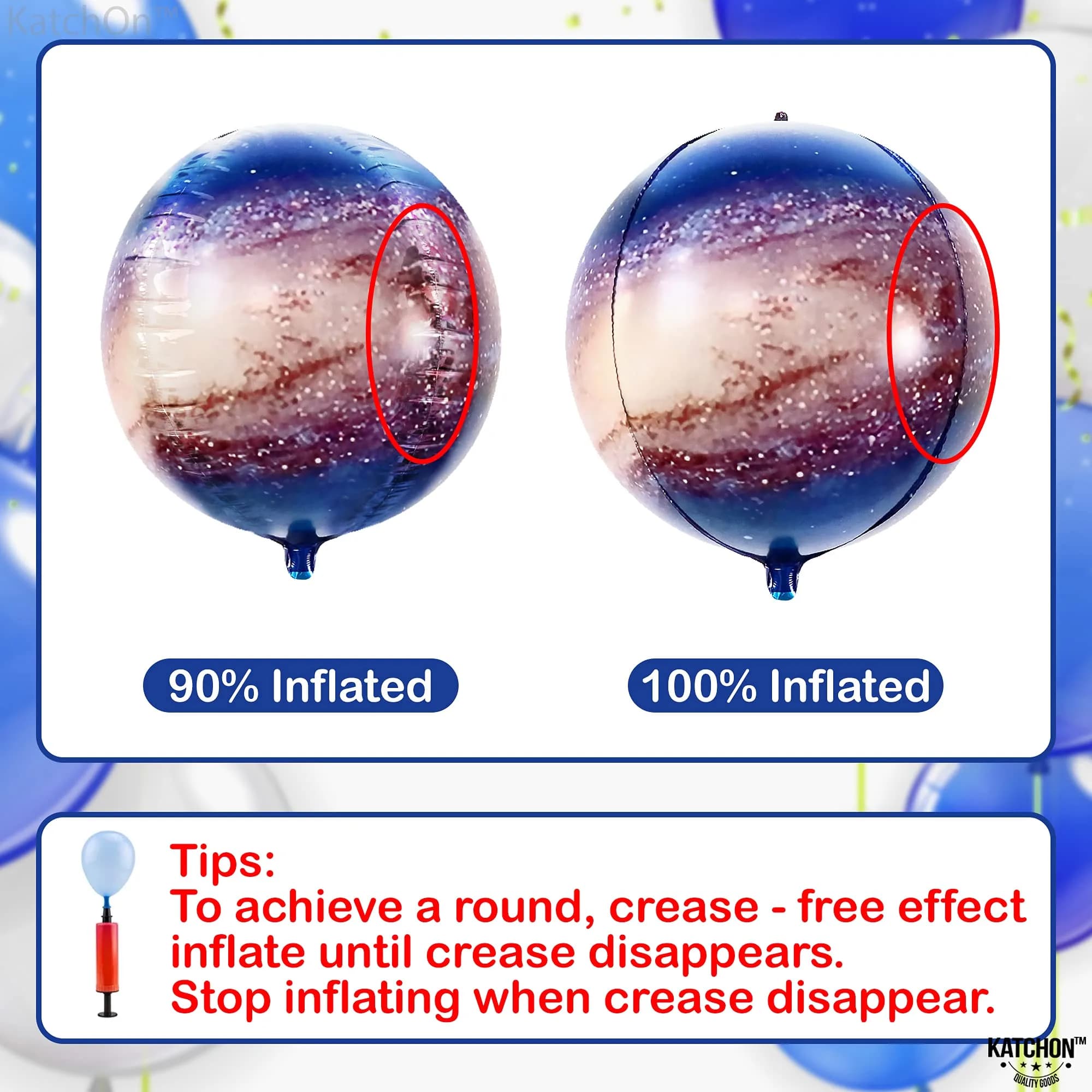 KatchOn 22 Inch Galaxy Balloons (Pack of 6) | 360 Degree 4D Round Sphere Mylar Foil Balloons for Space Themed Party Decorations - view 3