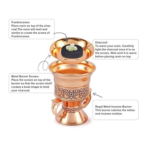 HOCUROAY Metal Frankincense Resin Incense Burner Rose Gold | Durable, Portable & Elegant for Yoga, Spa & Aromatherapy thumbnail 4