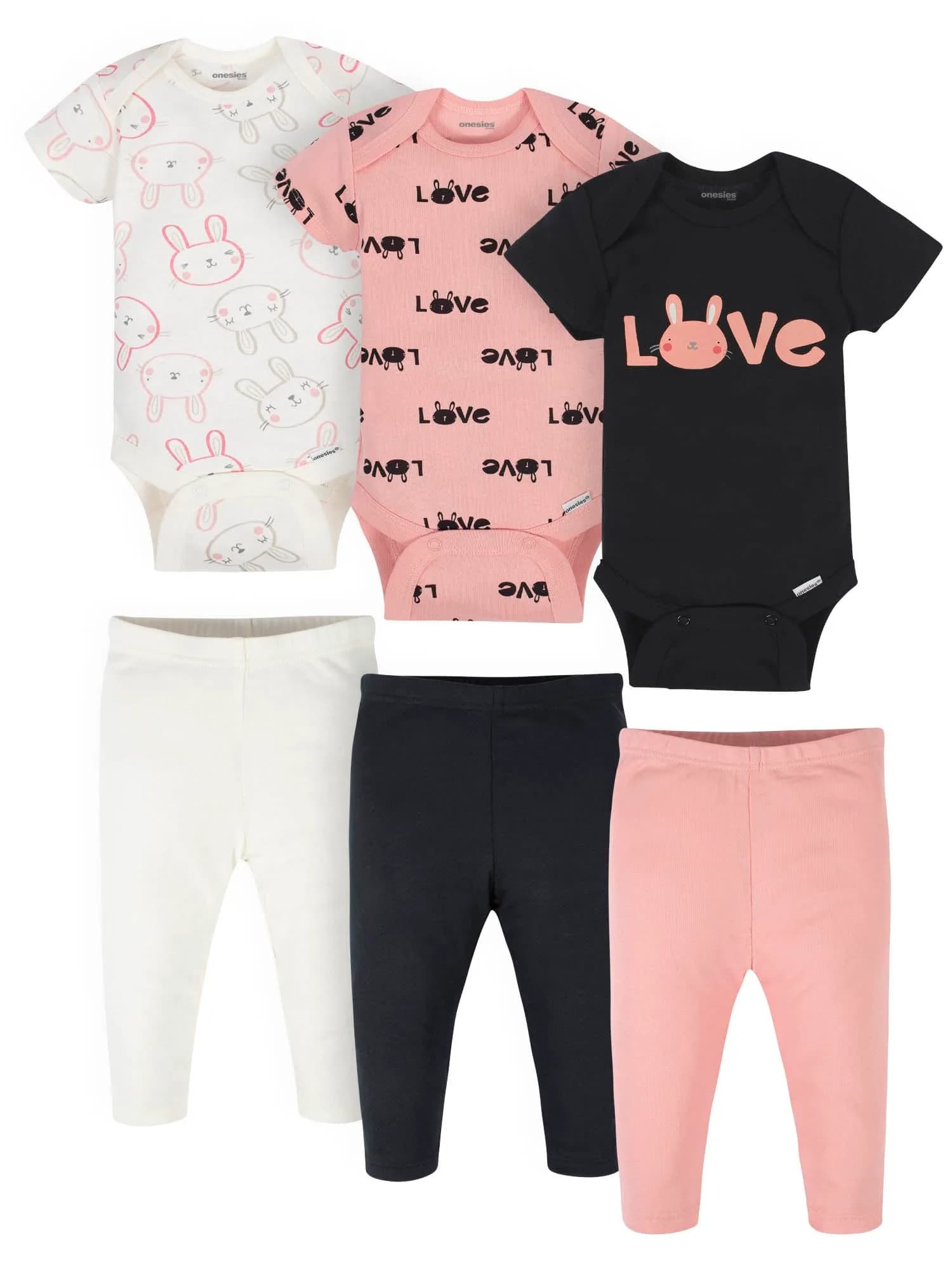 Onesies Brand Baby 3 Onesies 3 Pants Outfit Bundle Mix n Match 3-6 Months | Soft Cotton, Easy Care