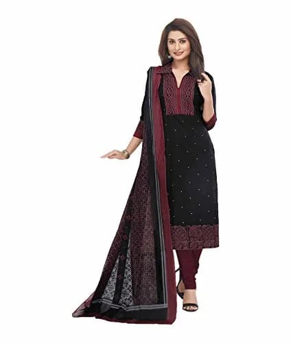 Miraan Women's Cotton Printed Salwar Suit Large Black | Casual & Ethnic Wear thumbnail 1