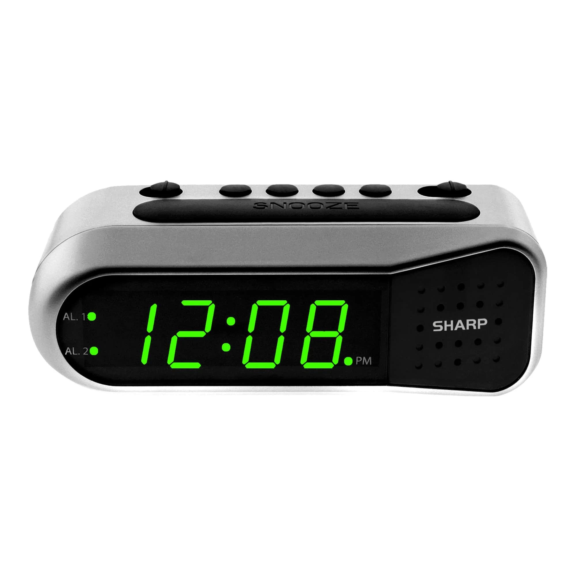 Sharp Digital Dual Alarm Clock with Green LED Display | 13.97cm (5.5") x 5.33cm (2.1") - main product image