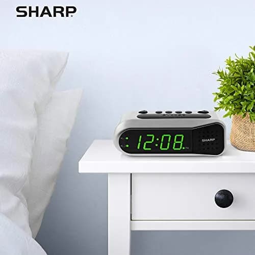 Sharp Digital Dual Alarm Clock with Green LED Display | 13.97cm (5.5") x 5.33cm (2.1") thumbnail 5