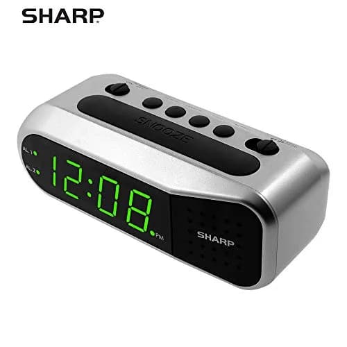 Sharp Digital Dual Alarm Clock with Green LED Display | 13.97cm (5.5") x 5.33cm (2.1") thumbnail 6