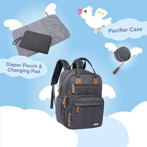 iniuniu Baby Diaper Backpack 2 Piece Set Waterproof Large Capacity for Moms Dads thumbnail 4