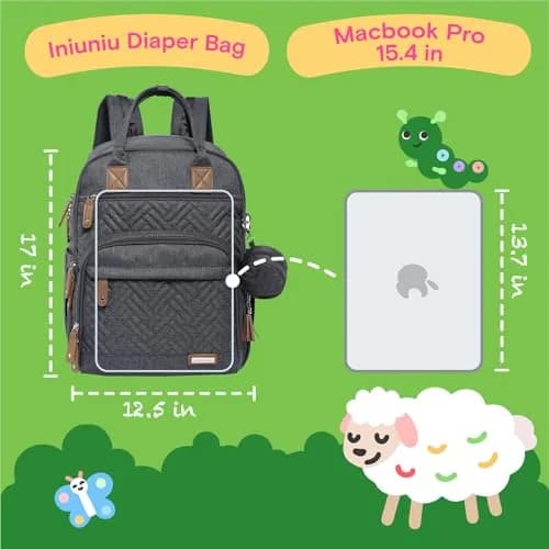 iniuniu Baby Diaper Backpack 2 Piece Set Waterproof Large Capacity for Moms Dads thumbnail 7