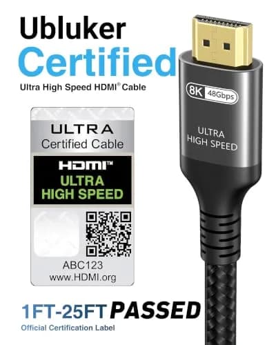 Ubluker Ultra High Speed HDMI Cable 6.6 ft (2m) | Certified 48Gbps 8K 120Hz HDR eARC thumbnail 2