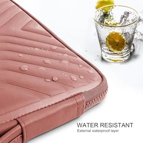 DOMISO 15.6 Inch Shockproof Waterproof Laptop Sleeve with Handle | Lightweight Soft EVA Tablet Case for 15.6" Laptops in Pink thumbnail 5