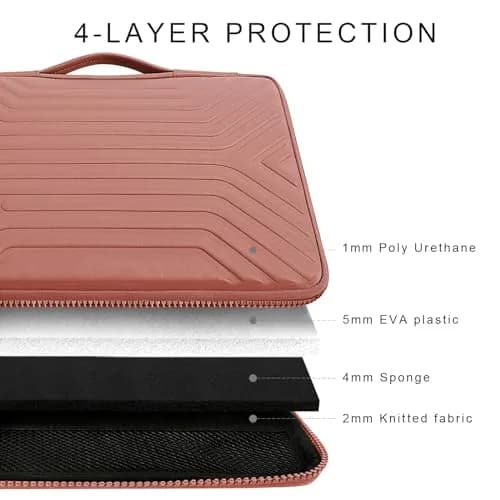DOMISO 15.6 Inch Shockproof Waterproof Laptop Sleeve with Handle | Lightweight Soft EVA Tablet Case for 15.6" Laptops in Pink thumbnail 2
