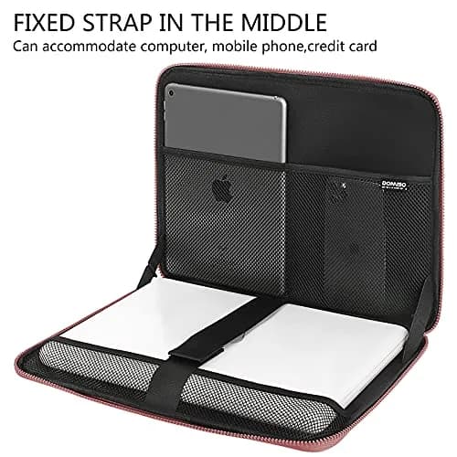 DOMISO 15.6 Inch Shockproof Waterproof Laptop Sleeve with Handle | Lightweight Soft EVA Tablet Case for 15.6" Laptops in Pink thumbnail 3