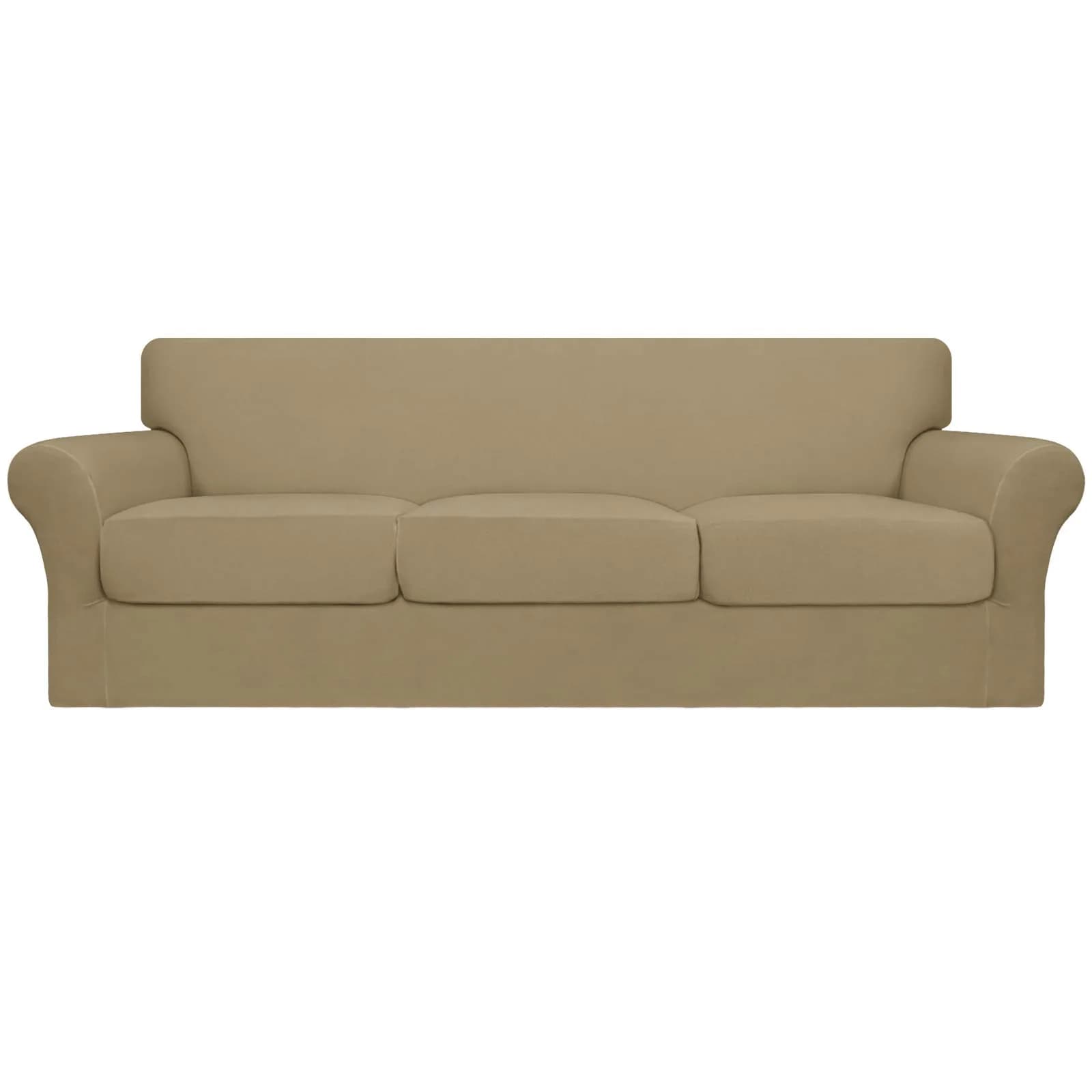 Easy-Going 4 Pieces Oversized Stretch Couch Cover for Dogs | Washable & Elastic Protection (100-120 chars) — Tan