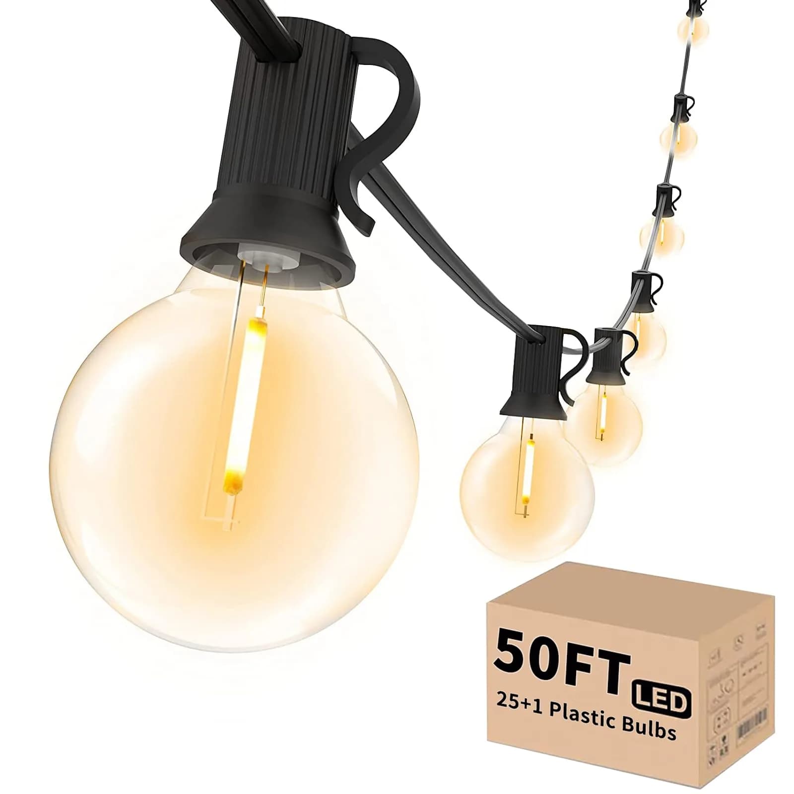 Svater Outdoor String Lights LED 50 FT G40 26 Bulbs Waterproof for Patio - main product image
