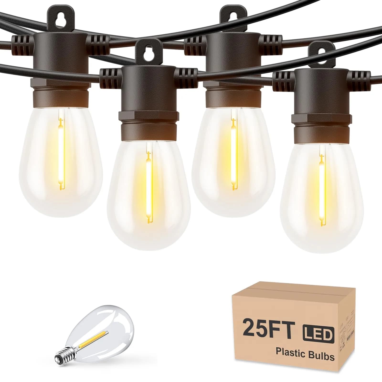 Svater Outdoor String Lights LED 25 FT Waterproof IP65 | Shatterproof, Dimmable, Commercial Grade - main product image