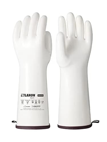 LANON Protection 15" Liquid Silicone Oven Mitts | Heat Resistant, CoralAir Liner, White, Large thumbnail 1