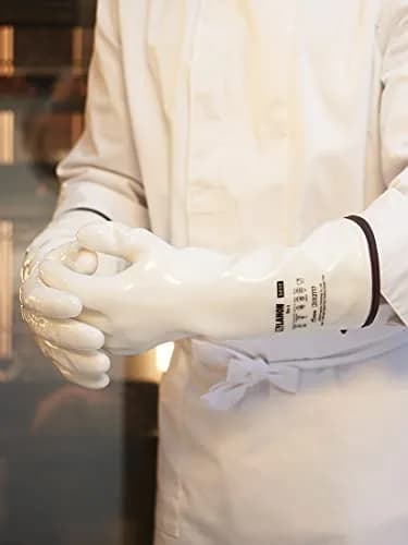 LANON Protection 15" Liquid Silicone Oven Mitts | Heat Resistant, CoralAir Liner, White, Large thumbnail 6