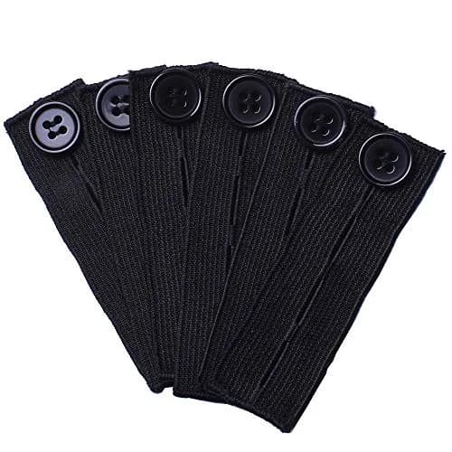 J.CARP Elastic Button Extenders for Men and Women | Adjustable Waist Extenders for Pants & Jeans (Black) thumbnail 1