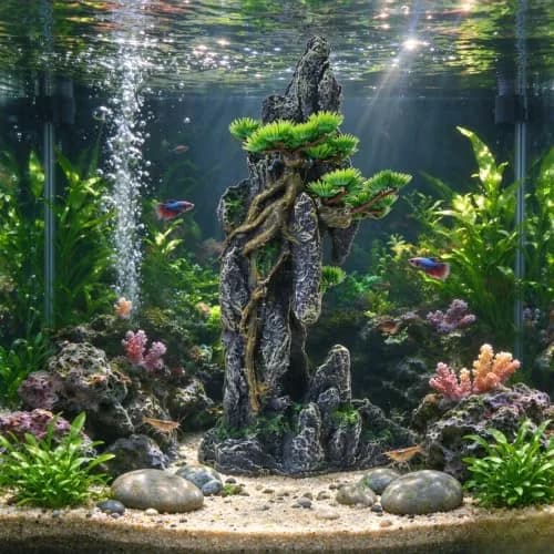 Saim Tall Aquarium Decor Artificial Mountain View Stone 18x9x35cm | Natural Environment for Fish thumbnail 7